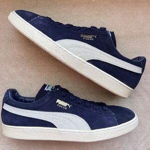 Puma Suede Navy and White Sneakers